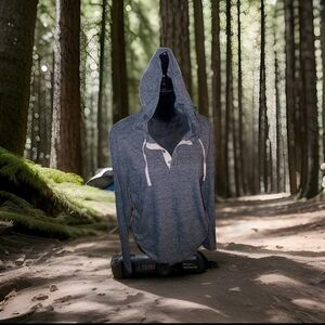 Banana Republic Gray Medium Henley Hoodie Jersey in Linen Blend